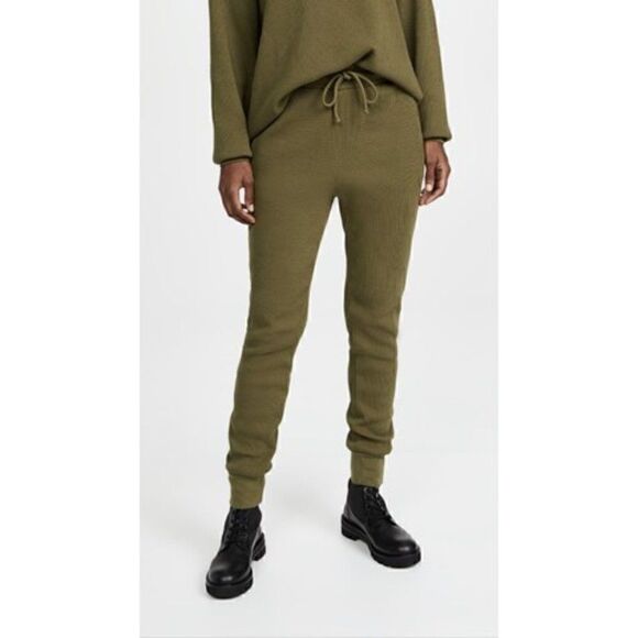 Cotton Citizen Women Waffle Knit Olive Green Jogger Pants Small - Picture 13 of 13